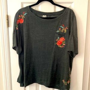 Floral embroidered knit top from Anthropologie